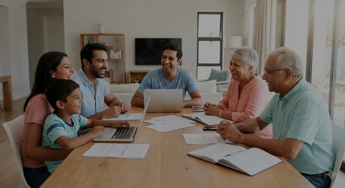 Family reviewing health insurance options