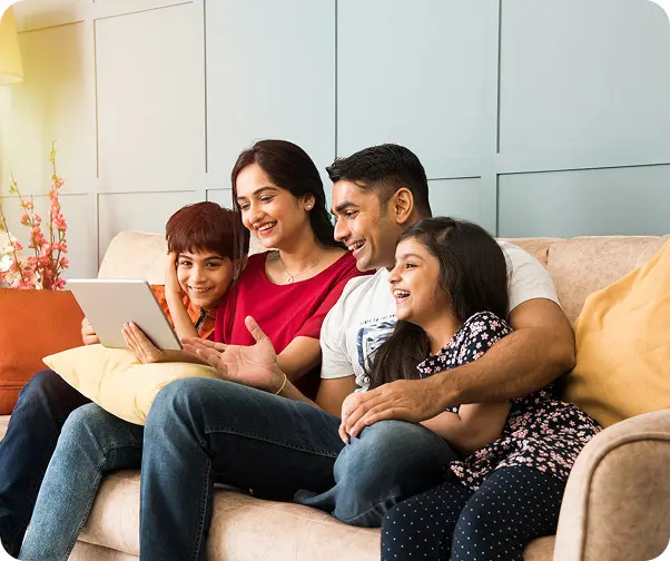 Happy family protected by Thodu insurance